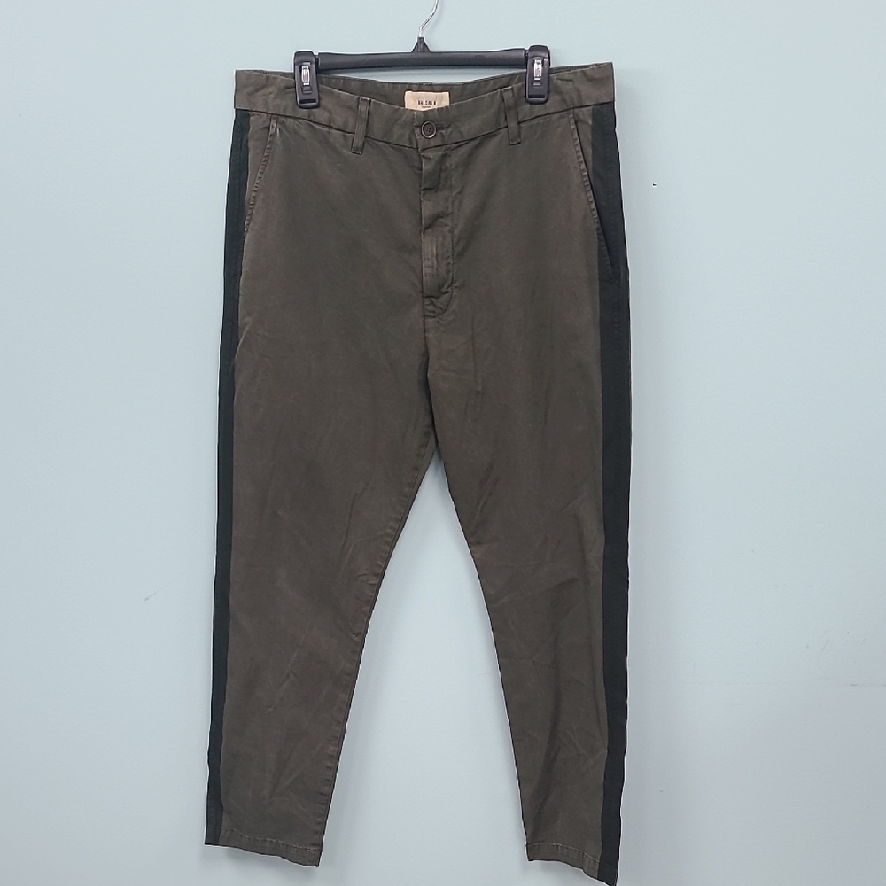 Baldwin Sz 34 Men's Kansas CityKhaki Pant Acid Wash Denim SlimFit Jeans Green
